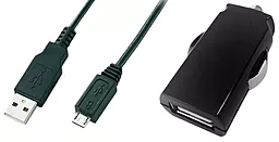 Автомобільний зарядний пристрій Global 2.1A Global MSH-SC-031 USB-A + microUSB Cable Black (1283126445767)