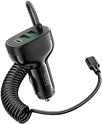 Автомобильное зарядное устройство Hoco NZ11A 30w PD/QC 2xUSB-A/USB-C ports + lightning cable car charger black - миниатюра 3