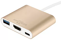 Мультипортовий Type-C хаб Baseus Sharp Series USB-C -> HDMI/USB 3.0/Type-C Luxury Gold (CAAPMCBK-HHM0V) - мініатюра 3