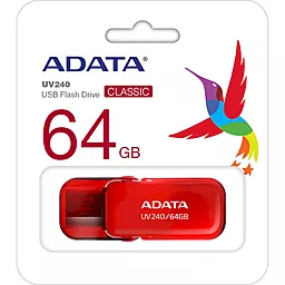 Флешка ADATA 64 GB UV240 USB 2.0 Red (AUV240-64G-RRD) - миниатюра 3