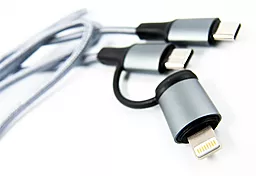 Кабель USB PD Dengos USB Type-C -> Type-C/Lightning Cable Серый (NTK-TC-TCL-GREY)  - миниатюра 3