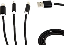 Кабель USB Cablexpert 3-in-1 USB to  Type-C/Lightning/micro USB Cable black (CC-USB2-AM31-1M) - миниатюра 2