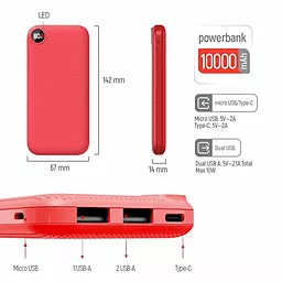 Повербанк ColorWay Slim LCD 10000mAh Red (CW-PB100LPH2RD-D) - миниатюра 4