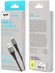 Кабель USB Veron CV09 Nylon 12w 2.4a 0.25m USB Type-C cable black - миниатюра 6