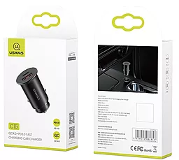 Автомобильное зарядное устройство с быстрой зарядкой Usams US-CC097 C15 QC4.0 + PD3.0 Fast Charging Car Charger Black - миниатюра 2