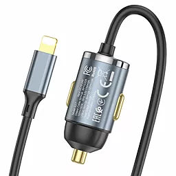 Автомобильное зарядное устройство Hoco NZ7 20W PD + QC3.0 USB Port + PD - Lightning Cable Metal Grey - миниатюра 3