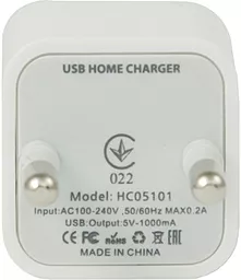 Мережевий зарядний пристрій Nomi Сетевое Зарядное Устройство 1А Белое (HC05101) - мініатюра 2