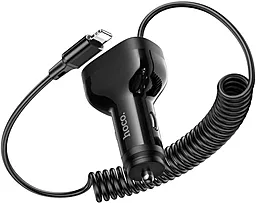 Автомобильное зарядное устройство Hoco NZ11A 30w PD/QC 2xUSB-A/USB-C ports + lightning cable car charger black - миниатюра 2