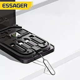 Кабель USB PD Essager Holder Storage 60w 3a 0.28m 3-in-1 USB-C to Type-C/Lightning/micro USb cable black - миниатюра 4