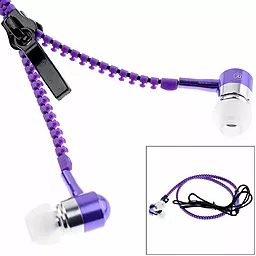 Навушники Metal Zipper Z-03 + mic zipper with light наушники вакуумные светящиеся Violet - мініатюра 2