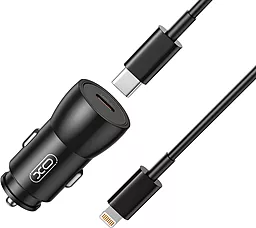 Автомобільний зарядний пристрій XO CC57 25w PD USB-C + USB-C to Lightning cable car charger black