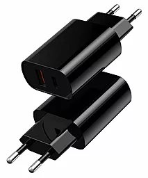 Сетевое зарядное устройство WIWU Wi-U002 20w PD/QC USB-C/USB-A ports home charger + USB-C cable black - миниатюра 4