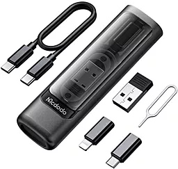Кабель USB PD McDodo Multifunctional WF-1720 60W 9 in 1 3A USB Type-C/Lightning/micro USB Cable + Storage Case Black