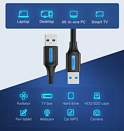 Кабель (шлейф) Vention USB 3.0  AM-AM 1.5m Black (CONBG) - миниатюра 2