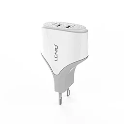 Мережевий зарядний пристрій LDNio Dual home charger + Micro USB Cable 2.1A Grey-Light (A2268) - мініатюра 3