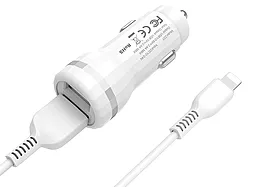 Автомобильное зарядное устройство Hoco Z27 Staunch 2.4a 2USB-A ports home charger + lightning cable white - миниатюра 2