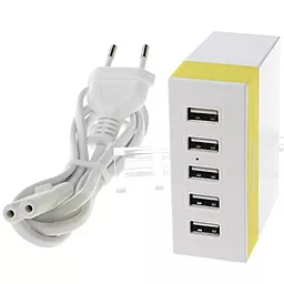 Сетевое зарядное устройство Remax Charger RU-U1 5 USB (EU) White/Yellow - миниатюра 2