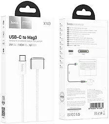 Кабель USB Hoco X103 Magnetic 140w 5a 2m MagSafe 3 cable white - миниатюра 8