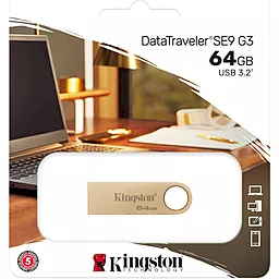 Флешка Kingston 64 GB DataTraveler SE9 Gen 3 Gold (DTSE9G3/64GB) - миниатюра 3