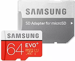 Карта памяти Samsung microSDXC 64GB Evo Plus Class 10 UHS-I U1 + SD-адаптер (MB-MC64DA)