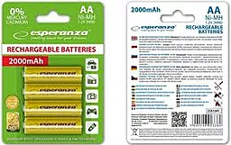 Аккумулятор Esperanza AA / R6 Ni-MH 2000mAh (EZA104Y) 4шт Yellow - миниатюра 2