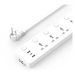 Сетевой фильтр (удлинитель) XO WL19 2м 5 розеток 2USB-A/USB-C с выключателем белый - миниатюра 2