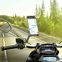 Держатель для смартфона BOROFONE BH79 Guide motorcycle mirror holder Black - миниатюра 5