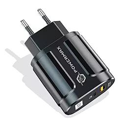 Мережевий зарядний пристрій Powermax Duo Basic 20W PD/QC U+C + Lightning cable Black - мініатюра 2