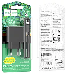 Сетевое зарядное устройство Hoco CS15A 30w PD USB-C home charger + USB-C to lightning cable black - миниатюра 12