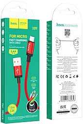 Кабель USB Hoco X89 2.4A micro USB Cable Red - миниатюра 2