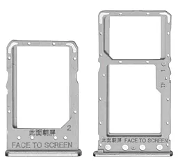 Держатель (лоток) Сим карты Xiaomi Redmi 6 / Redmi 6A и карты памяти Dual SIM, комплект 2 шт. Grey