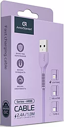 Кабель USB ArmorStandart 2.4A Lightning Cable Purple (ARM60010) - миниатюра 2