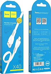 Кабель USB Hoco X40 Flat Noah TPE Lightning 2.4A White - миниатюра 4