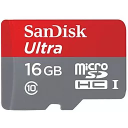 Карта памяти SanDisk microSDHC 16GB Ultra Class 10 UHS-I + SD-адаптер (SDSQUNC-016G-GN6MA) - миниатюра 2