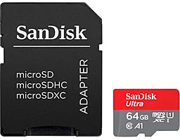 Карта пам'яті SanDisk microSDXC Ultra 64GB UHS-I A1 Class 10 + SD-adapter (SDSQUAB-064G-GN6IA)