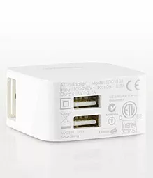 Сетевое зарядное устройство Melkco traveller chargers 2 USB (MKTRT1WE) White - миниатюра 2