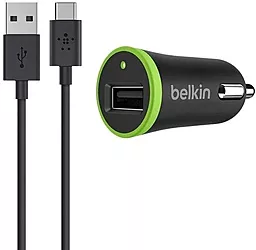 Автомобильное зарядное устройство Belkin 10W 2.1A USB-A + USB-C Cable Black (F7U002bt06-BLK) - миниатюра 2