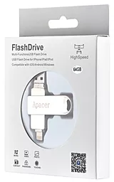Флешка Apacer AH790 64GB (USB 3.1/Lightning) Silver - миниатюра 2
