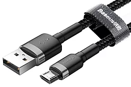 Кабель USB Baseus Cafule 2.4A 0.5M micro USB Cable Grey/Black (CAMKLF-AG1) - миниатюра 2