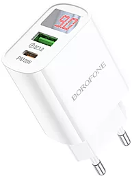 Сетевое зарядное устройство Borofone BA78A 20w PD/QC USB-C/USB-A ports digital display white