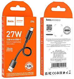 Кабель USB Hoco X96 27w 3a 0.25m USB Type-C cable black - миниатюра 6