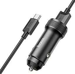 Автомобильное зарядное устройство Hoco Z49 Level 12W 2.4A 2xUSB-A + USB-C Cable Black - миниатюра 3