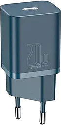 Сетевое зарядное устройство Baseus Super Si Quick Charger 20W 3A QC/PD USB-C + USB-C-Lightning Cable Blue (TZCCSUP-B03) - миниатюра 2