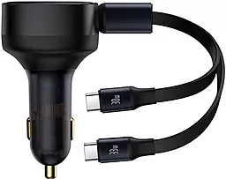 Автомобильное зарядное устройство Baseus Enjoyment Retractable 33W 2 in 1 + USB-C - USB-C Cable Black (C00035500111-00)