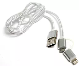 Кабель USB PowerPlant Quick Charge 2-in-1 USB Lightning/micro USB Cable Silver (KD00AS1290)
