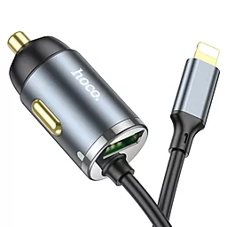 Автомобильное зарядное устройство Hoco NZ7 20W PD + QC3.0 USB Port + PD - Lightning Cable Metal Grey - миниатюра 4