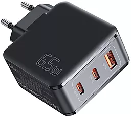 Мережевий зарядний пристрій Essager Matrix GaN 65W PD/QC3.0 USB-A-2C Black (ECT2CA-JZB01-Z) - мініатюра 2