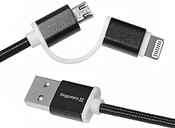 Кабель USB ColorWay 2-in-1 USB to Lightning/micro USB cable black (CW-CBU2001-BK) - миниатюра 2