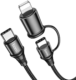 Кабель USB PD Hoco X50 Exquisito 60W 3A 2-in-1 USB Type-C - Type-C/Lightning Cable Black - миниатюра 3