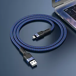 Кабель USB Hoco U110 2.4A micro USB Cable Blue - миниатюра 5